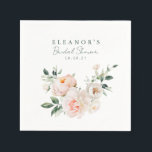 Guardanapo De Papel Chá de Bebê Rosa Flor de Peônia Beije com Aquarela<br><div class="desc">Guardanapos para Chá de Bebê Rosa Flor de Peônia Beije com Aquarela</div>