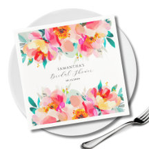 Chá de Bebê Rosa Floral Moderna em Aquarela