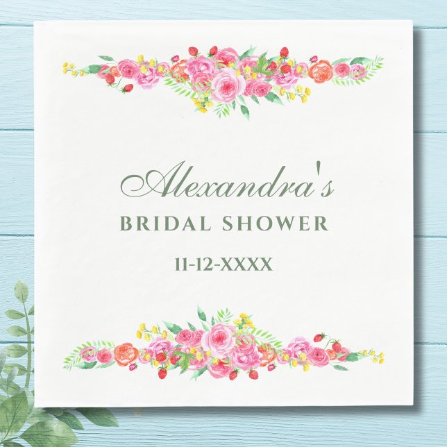 Guardanapo De Papel Chá de Bebê Rosa Floral Peônia (Criador carregado)