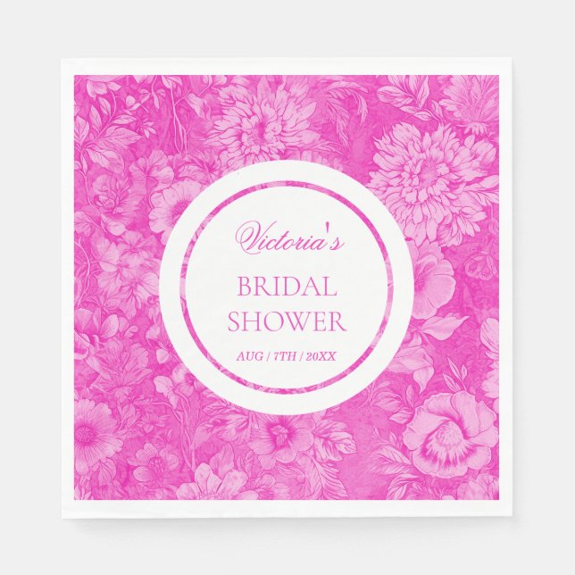 Guardanapo De Papel Chá de Bebê Rosa Flores Vitorianas (Frente)