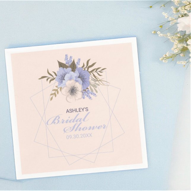 Guardanapo De Papel Chá de Bebê Rosa Geométrico Violeta Pastel Pêssego (custom floral paper napkin)