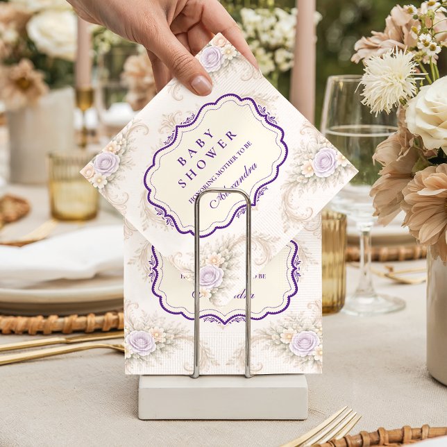 Guardanapo De Papel Chá de Bebê Rosa Lavanda Ornata (Criador carregado)