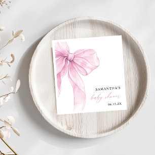 Guardanapo De Papel Chá de Bebê Rosa Moderno com Laço