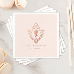 Guardanapo De Papel Chá de Bebê Rosa Regência Elegante Vintage Crista