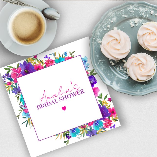 Guardanapo De Papel Chá de Bebê Rosa Roxo Azul Floral (Criador carregado)