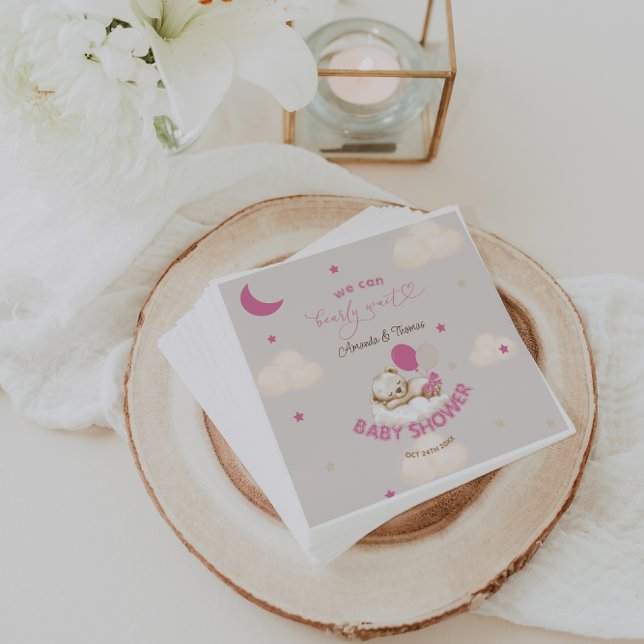 Guardanapo De Papel Chá de Bebê Rosa Teddy Bear Preppy (Criador carregado)