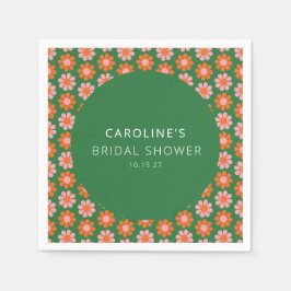 Guardanapo De Papel Chá de Bebê Rosa Verde Fofo com Flores Retrô Perso