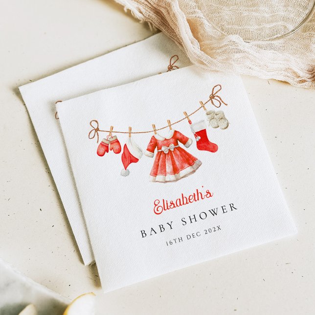 Guardanapo De Papel Chá de Bebê Santa Bebê Vermelho (Criador carregado)