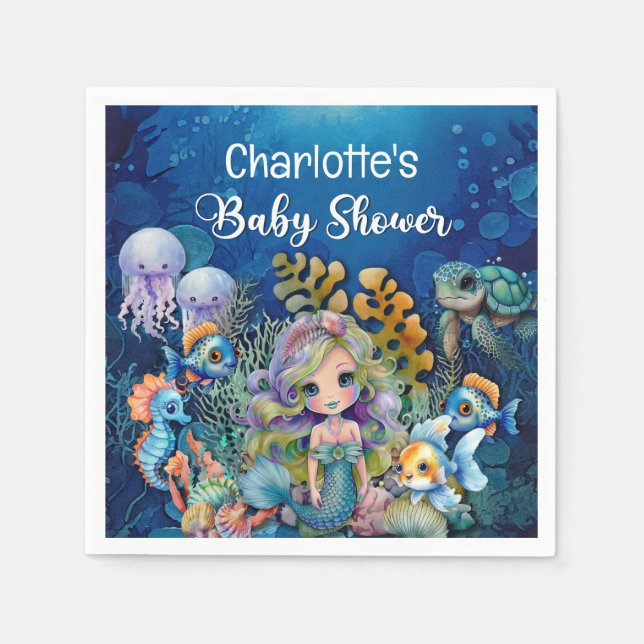 Guardanapo De Papel Chá de Bebê Sereia (Frente)