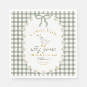 Guardanapo De Papel Chá de Bebê Silly Goose Green Gingham Cottagecore