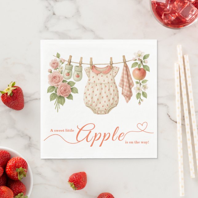 Guardanapo De Papel Chá de Bebê Sweet Little Apple | Chá de Bebê Rústi (Insitu)