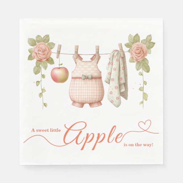 Guardanapo De Papel Chá de Bebê Sweet Little Apple | Chá de Bebê Rústi (Frente)
