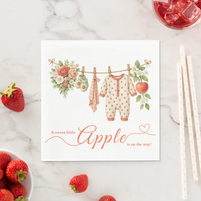 Guardanapo De Papel Chá de Bebê Sweet Little Apple | Chá de Bebê Rústi (Insitu)