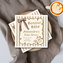 Guardanapo De Papel Chá de Bebê Temático de Cafeteria Francesa Bonjour