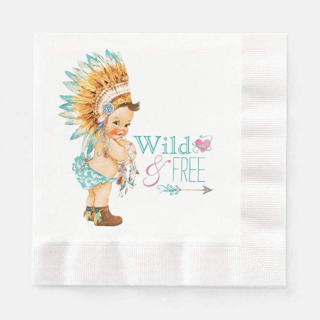 Guardanapo De Papel Chá de Bebê Tribal Meninas (Frente)