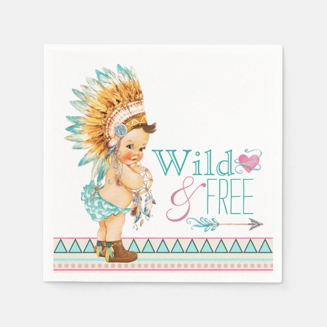 Guardanapo De Papel Chá de Bebê Tribal Meninas (Frente)