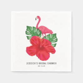 Guardanapo De Papel Chá de Bebê Tropical Hibisco e Flamingo