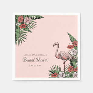 Guardanapo De Papel Chá de Bebê Tropical Rosa Flamingo Havaiano