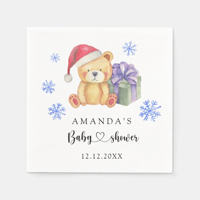 Guardanapo De Papel Chá de Bebê ursinho de inverno (Frente)