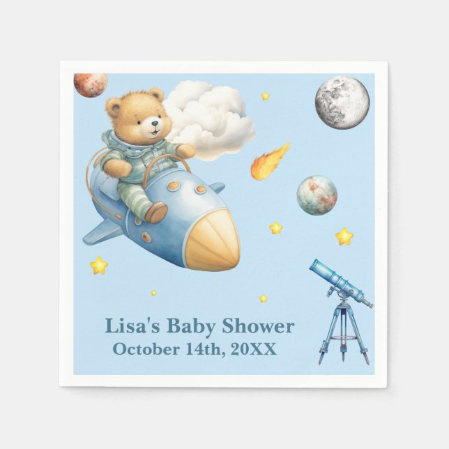 Guardanapo De Papel Chá de Bebê Urso Astronauta Teddy (Frente)