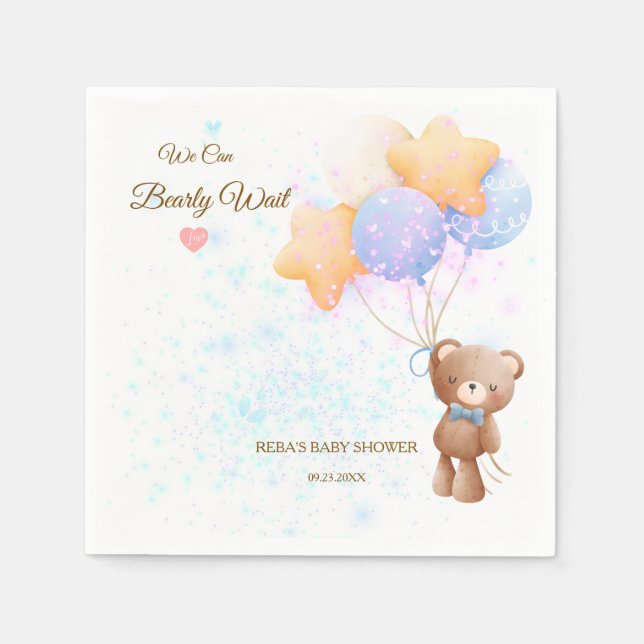 Guardanapo De Papel Chá de Bebê Urso de Pelúcia Pastel (Frente)
