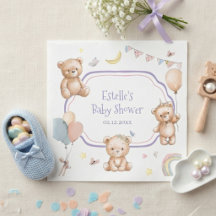 Chá de Bebê Urso Teddy Aquarela Estrelas Lua