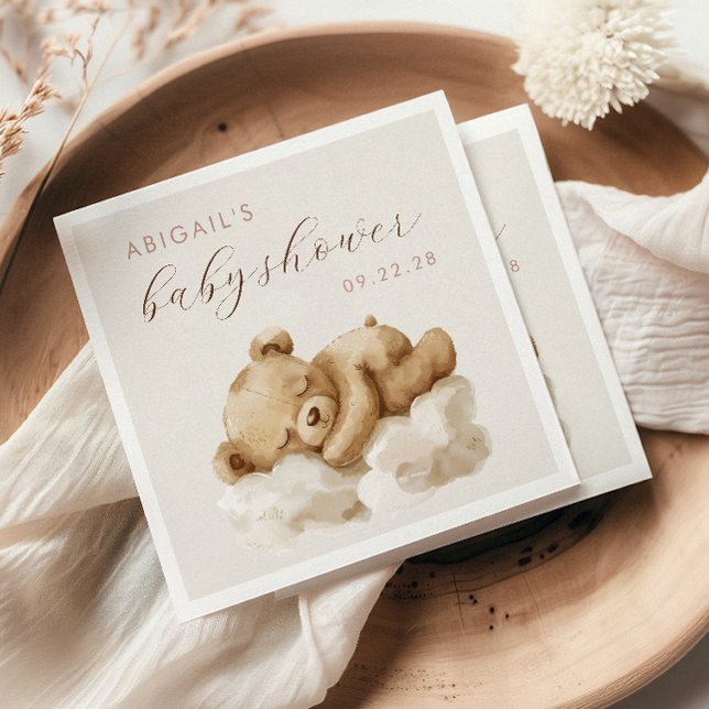 Guardanapo De Papel Chá de Bebê Urso Teddy Aquarela Fofa (Criador carregado)