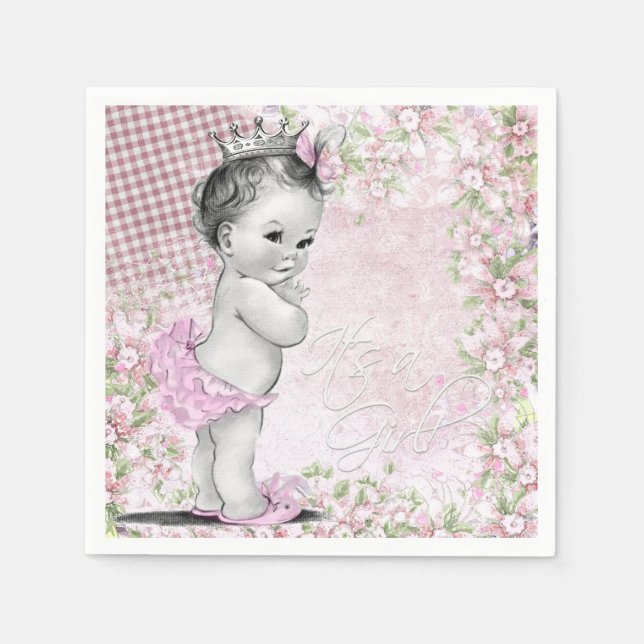 Guardanapo De Papel Chá de Bebê Vintage Meninas (Frente)
