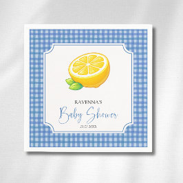 Guardanapo De Papel Chá de Bebê Xadrez Azul com Limão Baby Blue