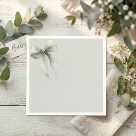 Guardanapo De Papel Chá de Bebê Xadrez com Laço Verde Salvia