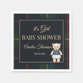 Guardanapo De Papel Chá de Bebê Xadrez Préppy Urso Teddy Clássico Polo