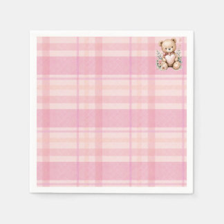 Guardanapo De Papel Chá de bebê xadrez rosa doce