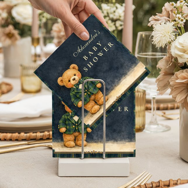 Guardanapo De Papel Chá de Bebê Xadrez Teddy Preppy (Criador carregado)