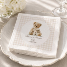 Chá de Bebê Xadrez Urso de Pelúcia Vintage