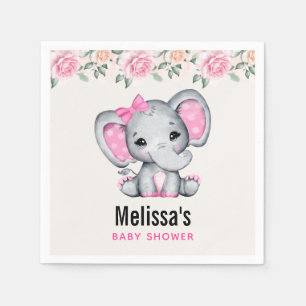 Guardanapo De Papel Chá de Borda de Elefante-Bebê-Rosa-Rosa e Rosa
