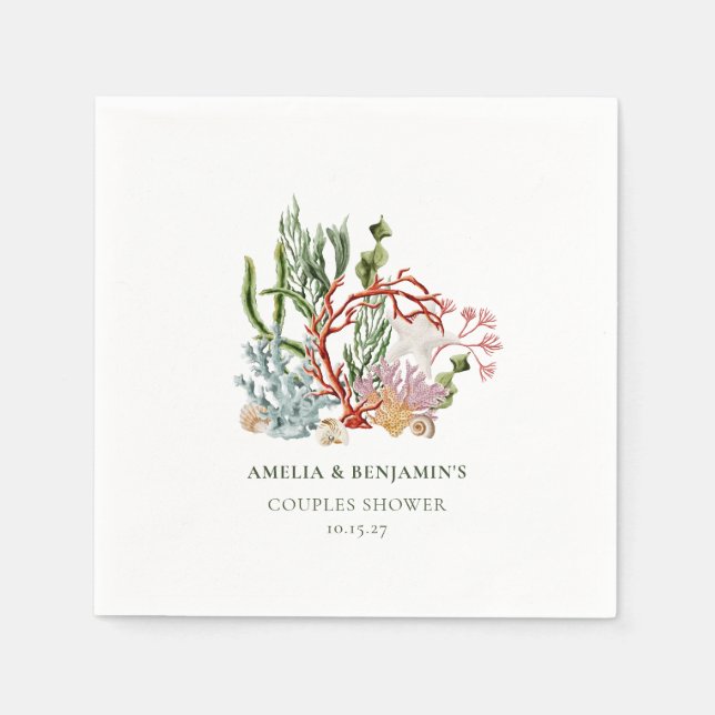 Guardanapo De Papel Chá de Casais de coral submarino (Frente)