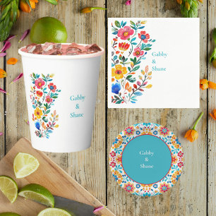 Guardanapo De Papel Chá de Casais Florais Mexicanos Personalizados