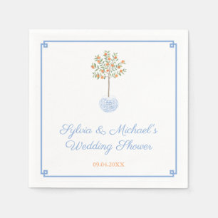 Guardanapo De Papel Chá de casamento De Árvore De Citros Elegante Azul