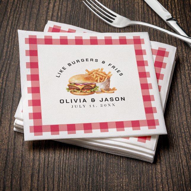 Guardanapo De Papel Chá de casamento de Piquenique para Burgers e Frie (Burgers & Fries Picnic Wedding Shower Napkins
)