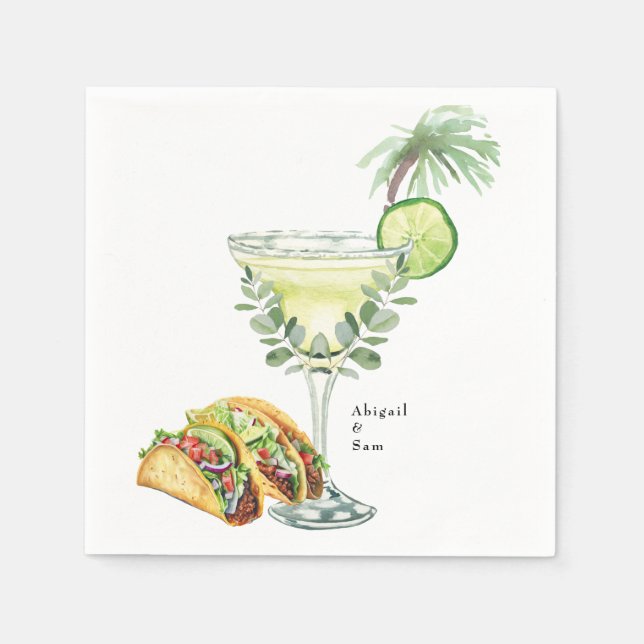 Guardanapo De Papel Chá de casamento tropical Margaritas e Tacos (Frente)