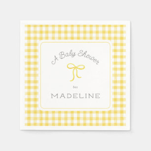Guardanapo De Papel Chá de fraldas Amarelo Gingham Watercolor