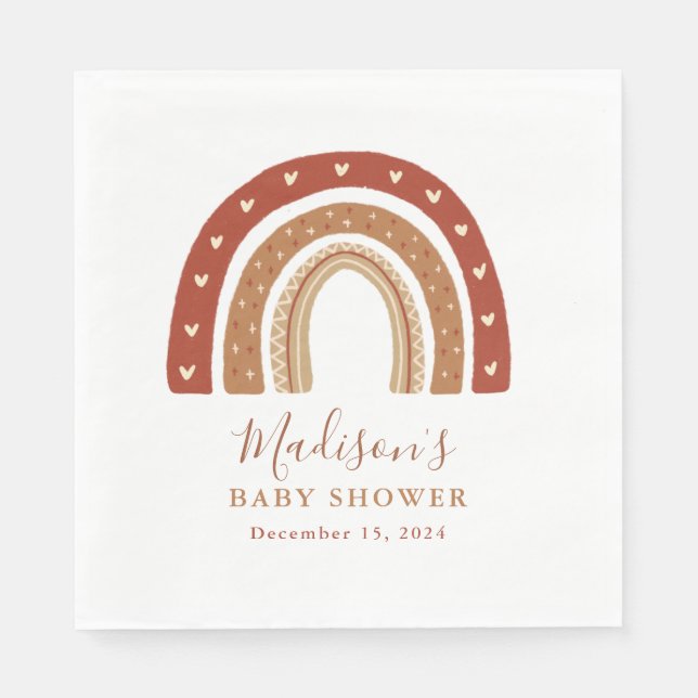 Guardanapo De Papel Chá de fraldas Arco-Íris Chic Terracotta Boho (Frente)