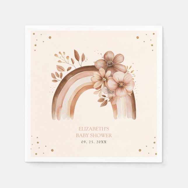 Guardanapo De Papel Chá de fraldas Arco-Íris Rústico Neutro Boho Water (Frente)