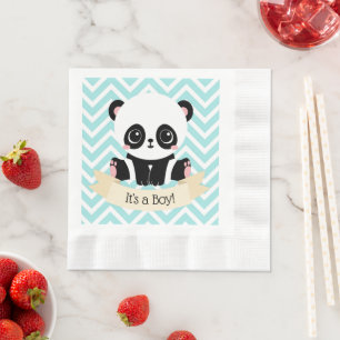 Guardanapo De Papel Chá de fraldas Azul de Panda Adorável