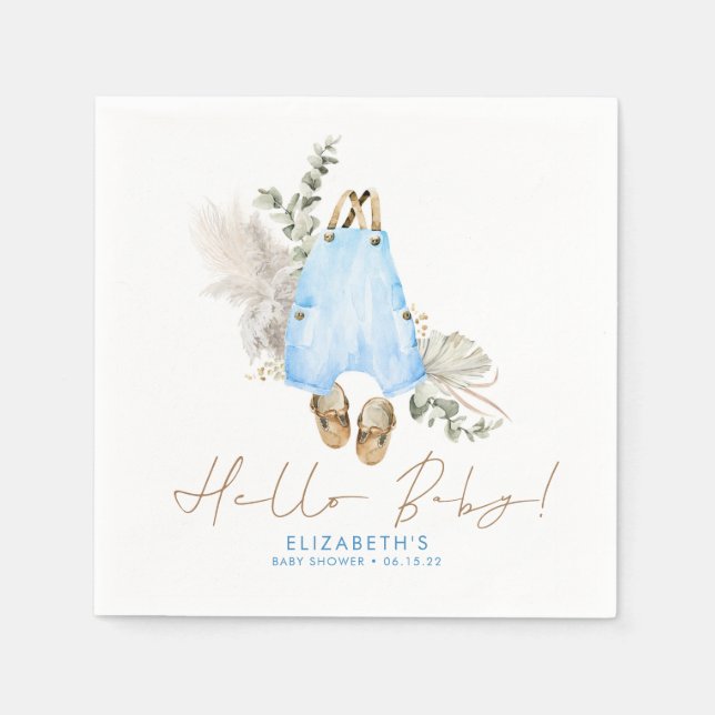 Guardanapo De Papel Chá de fraldas Azul e Castanho Simples (Frente)