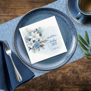 Guardanapo De Papel Chá de fraldas azul Elegante de inverno Floral Boy
