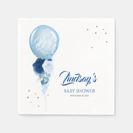 Guardanapo De Papel Chá de fraldas Azul Floral Balão Garland