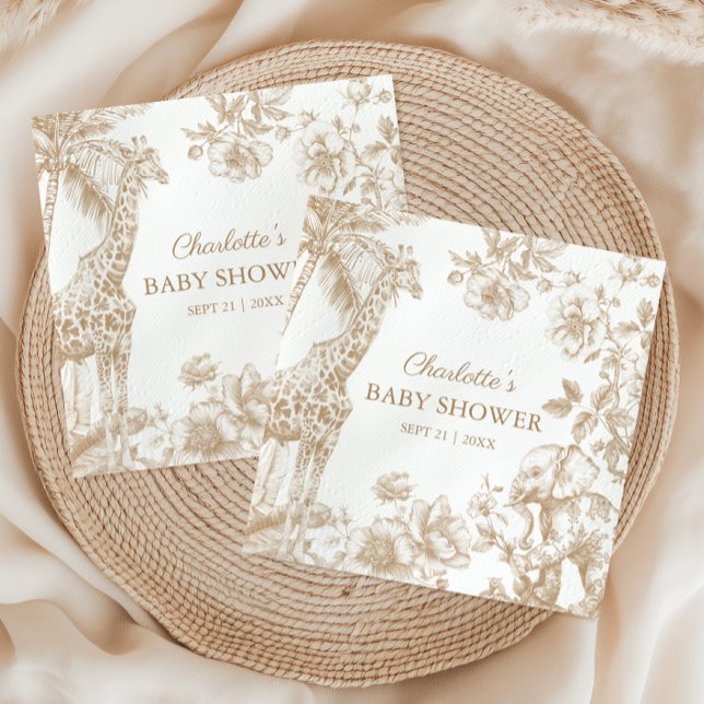 Guardanapo De Papel Chá de fraldas Beige Toile de Jouy Safari (Criador carregado)
