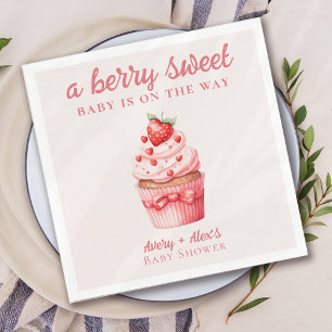 Guardanapo De Papel Chá de fraldas Berry Sweet Pink Cupcake Hearts