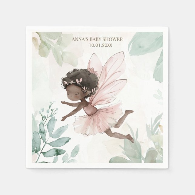 Guardanapo De Papel Chá de fraldas Black Fairy Girl (Frente)